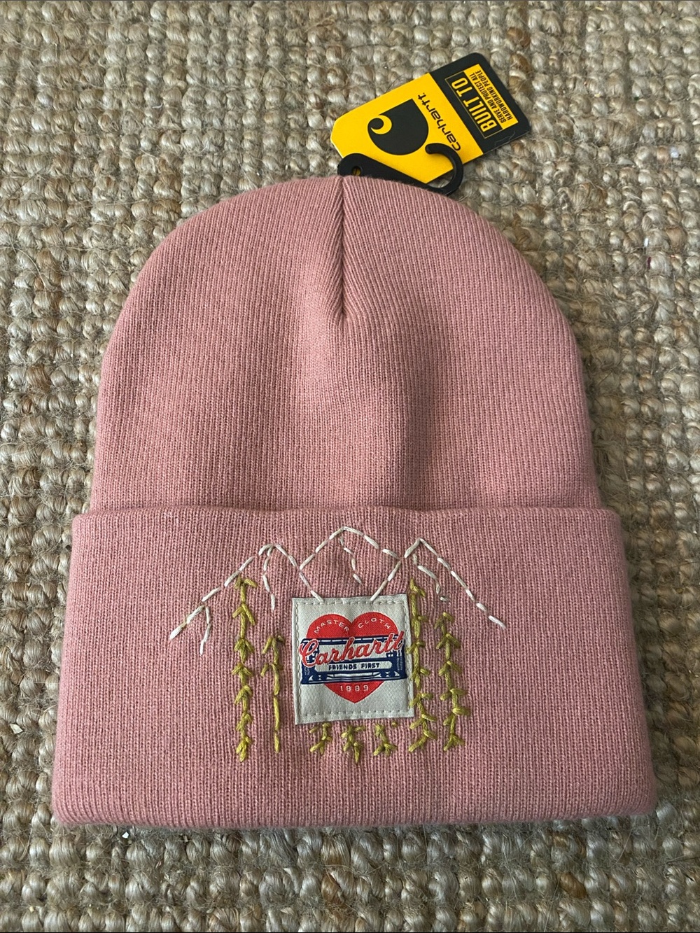Carhartt AH7409-W Knit Heart Patch Beanie OS Rose Tint